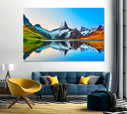 Bachalpsee Lake with Schreckhorn and Wetterhorn Peak Canvas Print-Canvas Print-CetArt-1 Panel-24x16 inches-CetArt