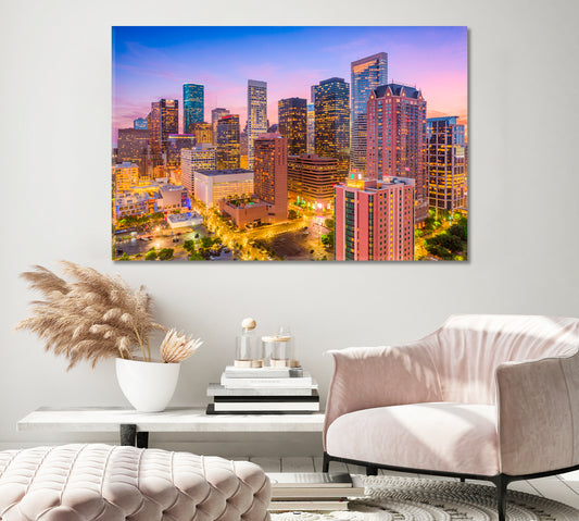 Houston Skyscrapers USA Canvas Print-Canvas Print-CetArt-1 Panel-24x16 inches-CetArt