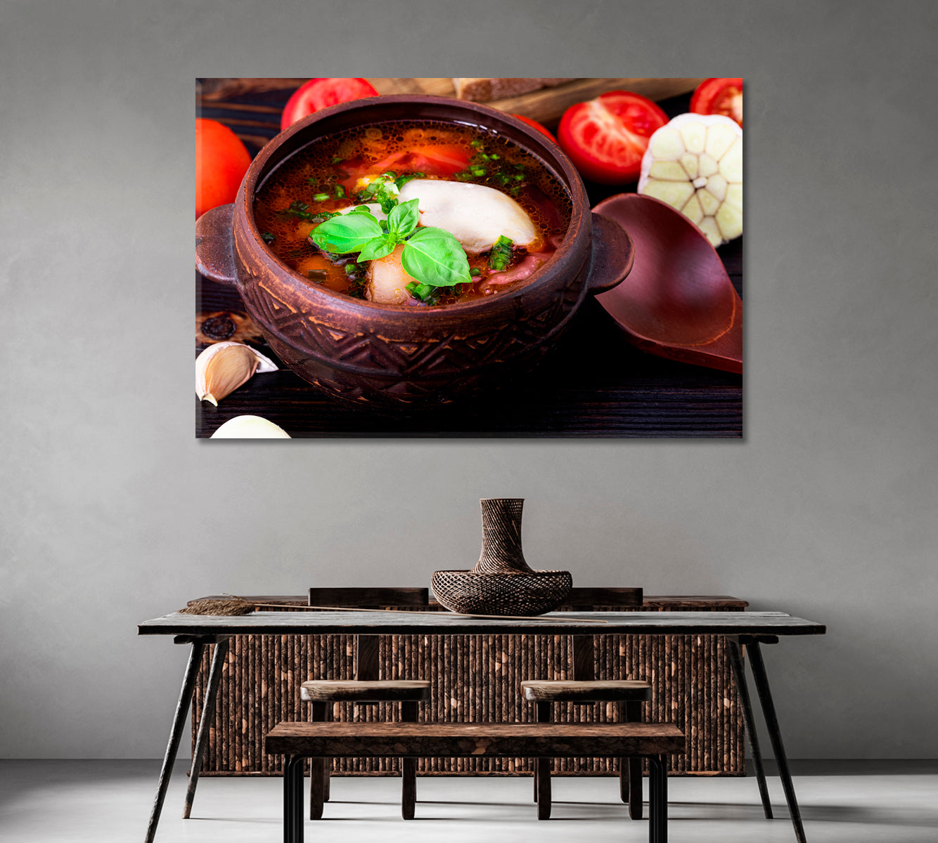 Red Borscht with Garlic Canvas Print-Canvas Print-CetArt-1 Panel-24x16 inches-CetArt