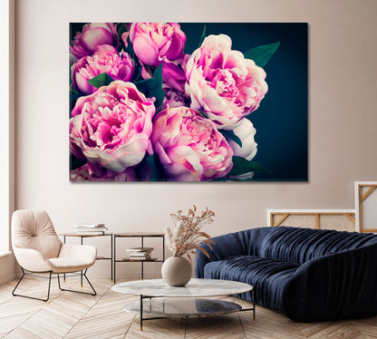 Pink Peonies Canvas Print-Canvas Print-CetArt-1 Panel-24x16 inches-CetArt