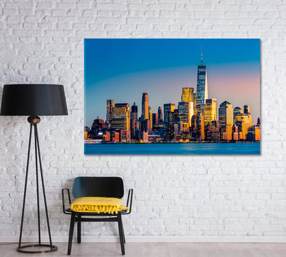 Lower Manhattan at Sunset View from Hoboken New Jersey Canvas Print-Canvas Print-CetArt-1 Panel-24x16 inches-CetArt