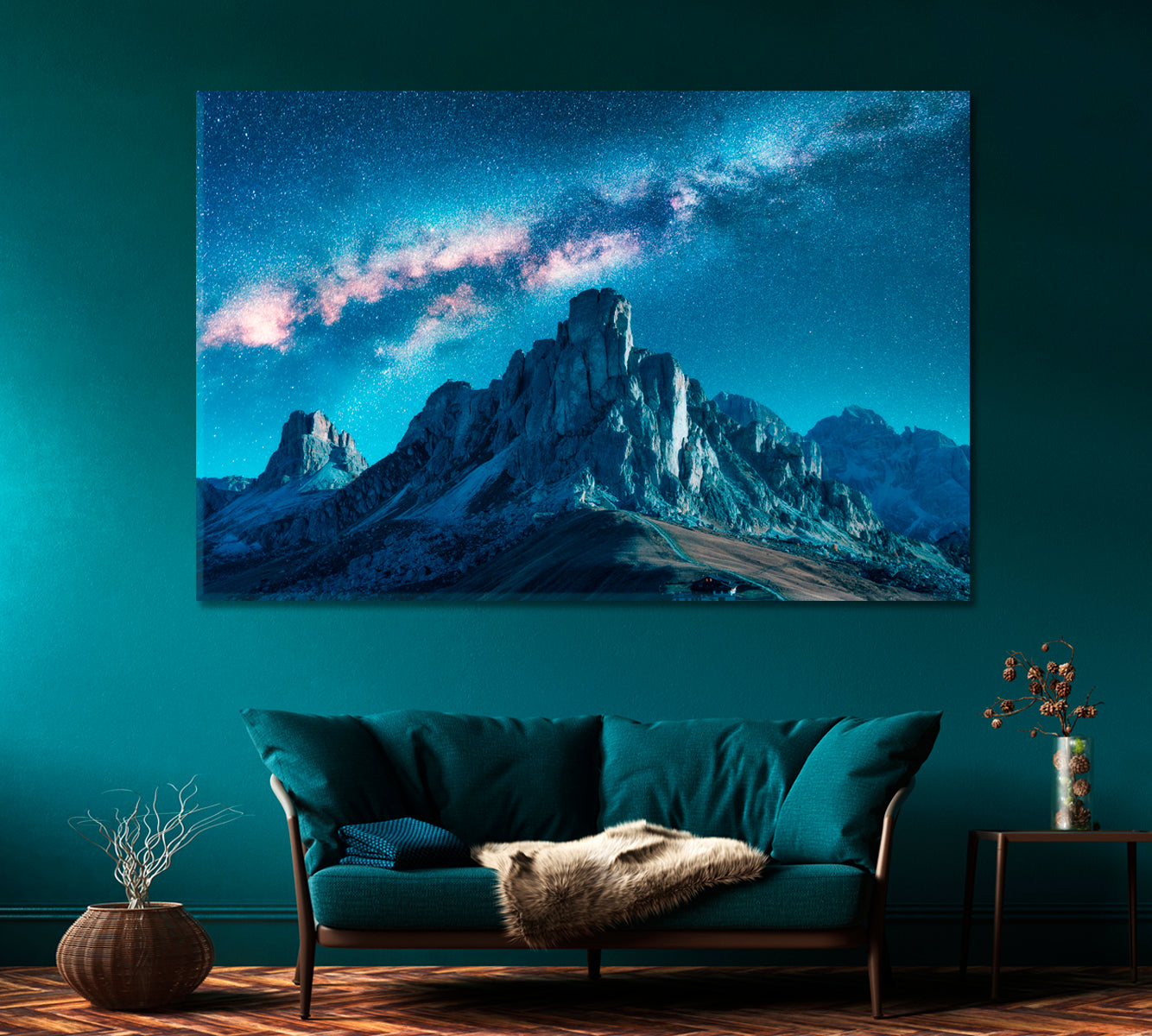 Milky Way in Dolomites Alps Italy Canvas Print-Canvas Print-CetArt-1 Panel-24x16 inches-CetArt