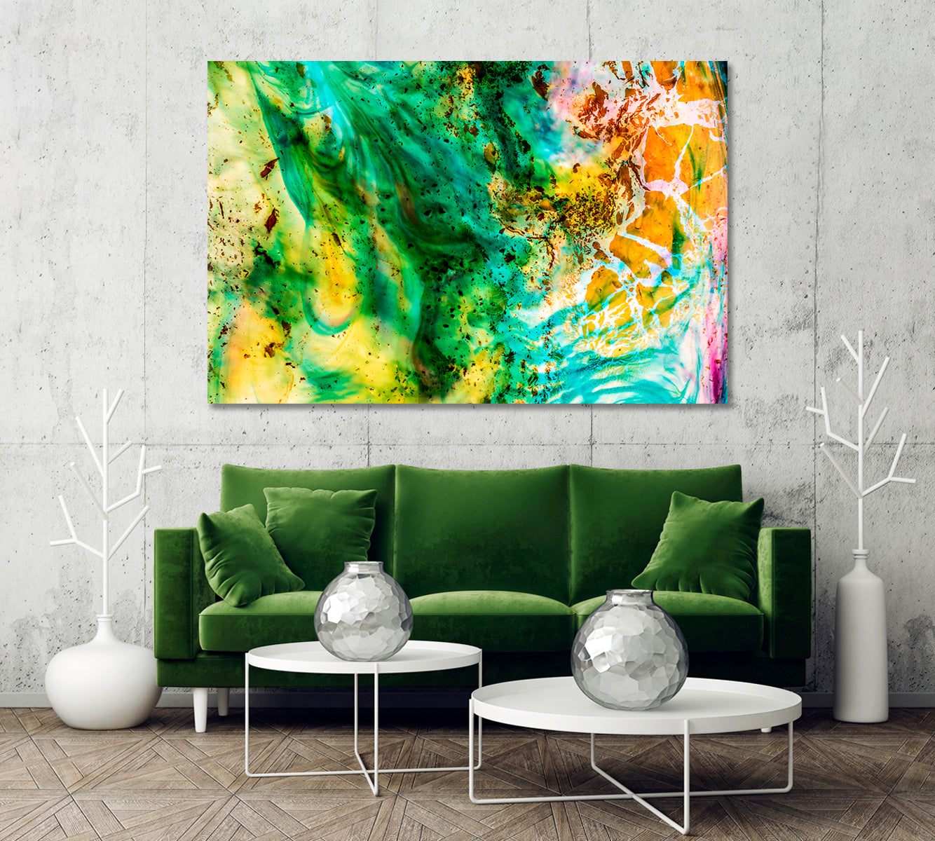 Colored Splashes Ink Abstract Paint Canvas Print-Canvas Print-CetArt-1 Panel-24x16 inches-CetArt