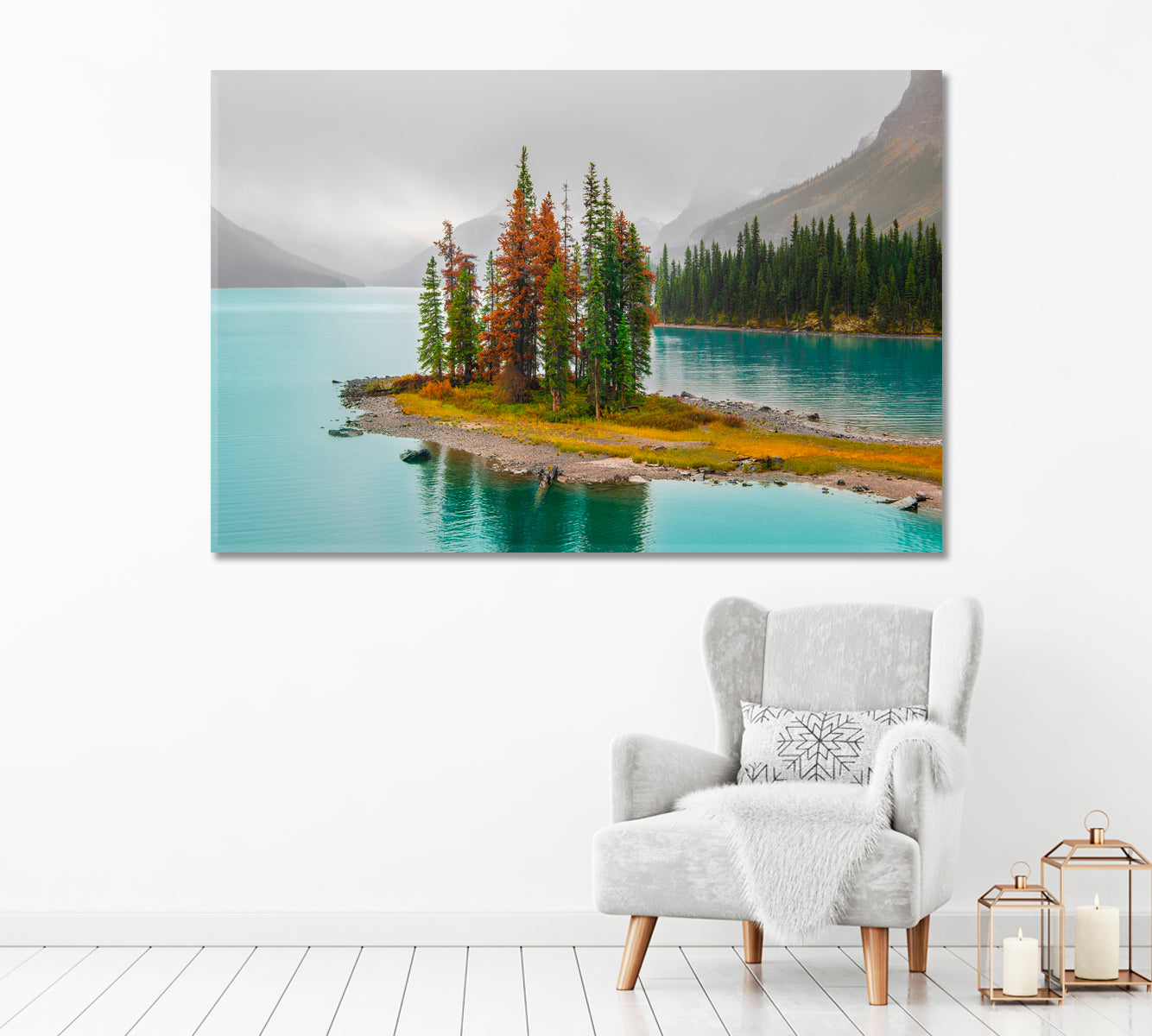 Maligne Lake Spirit Island Alberta Canvas Print-Canvas Print-CetArt-1 Panel-24x16 inches-CetArt