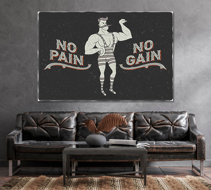 Circus Athlete with the Slogan No Pain No Gain Canvas Print-Canvas Print-CetArt-1 Panel-24x16 inches-CetArt