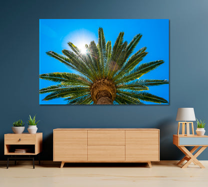 Palm Trees in Sun Rays California Canvas Print-Canvas Print-CetArt-1 Panel-24x16 inches-CetArt