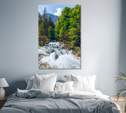 Savica Waterfall Slovenia Alps Beautiful Nature Canvas Print-Canvas Print-CetArt-1 panel-16x24 inches-CetArt