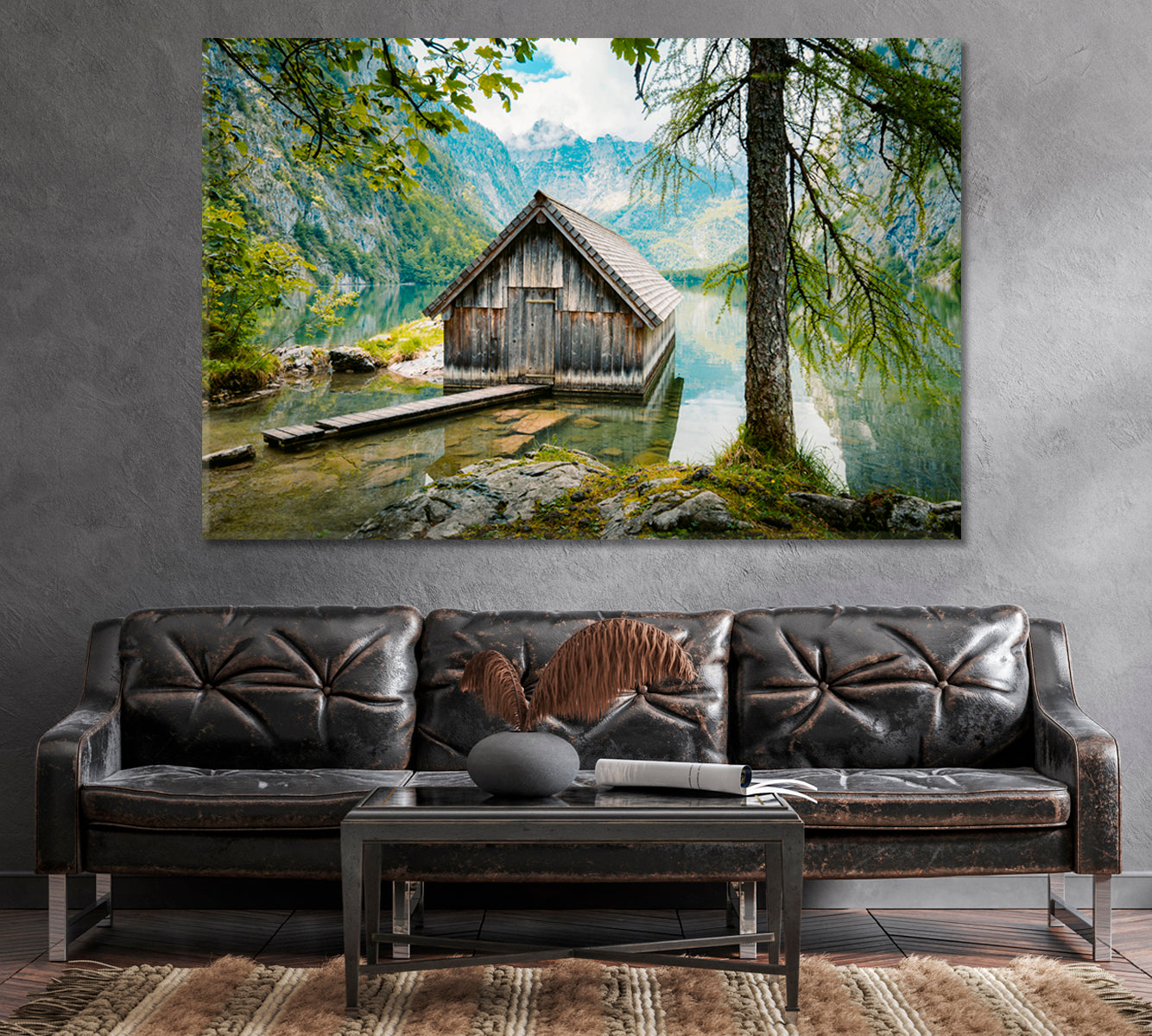 Old Wooden House on Picturesque Lake Obersee Germany Canvas Print-Canvas Print-CetArt-1 Panel-24x16 inches-CetArt