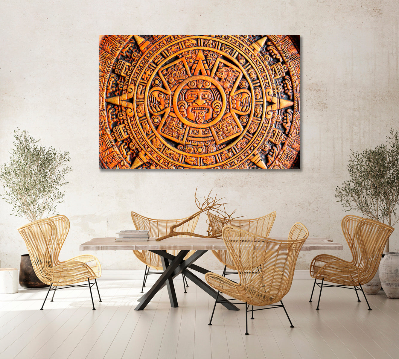 Aztec Calendar Canvas Print-Canvas Print-CetArt-1 Panel-24x16 inches-CetArt