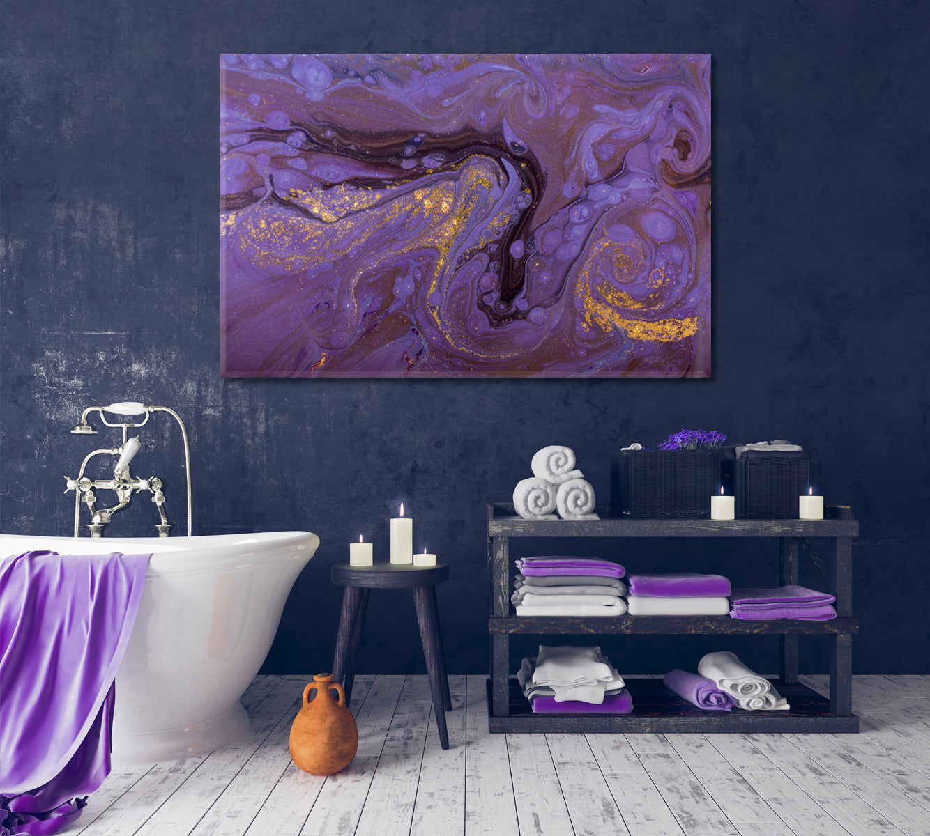 Purple Marbling Pattern Canvas Print-Canvas Print-CetArt-1 Panel-24x16 inches-CetArt