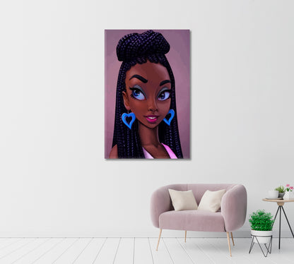 Colorful Portrait of Beautiful African Woman Canvas Print-Canvas Print-CetArt-1 panel-16x24 inches-CetArt