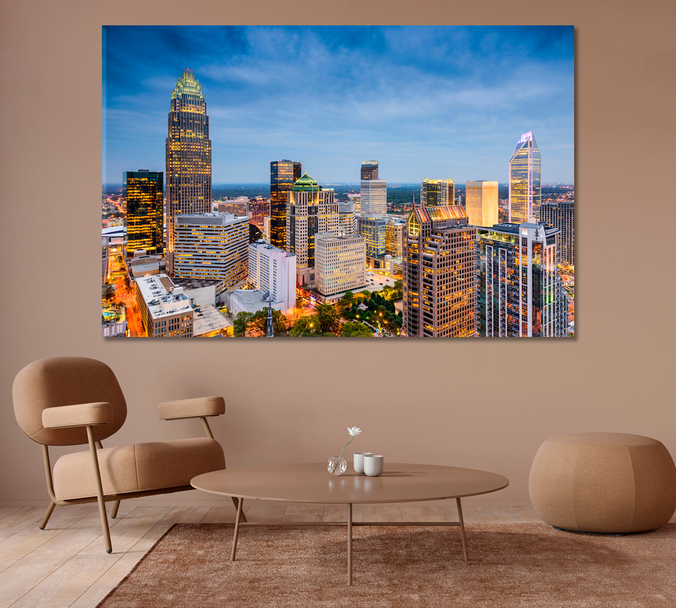 Charlotte Skyscrapers USA Canvas Print-Canvas Print-CetArt-1 Panel-24x16 inches-CetArt