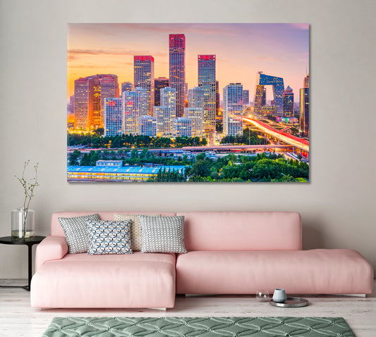 Beijing City Skyline at Dusk Canvas Print-Canvas Print-CetArt-1 Panel-24x16 inches-CetArt