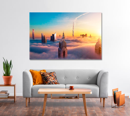 Dubai City Covered with Clouds Canvas Print-Canvas Print-CetArt-1 Panel-24x16 inches-CetArt