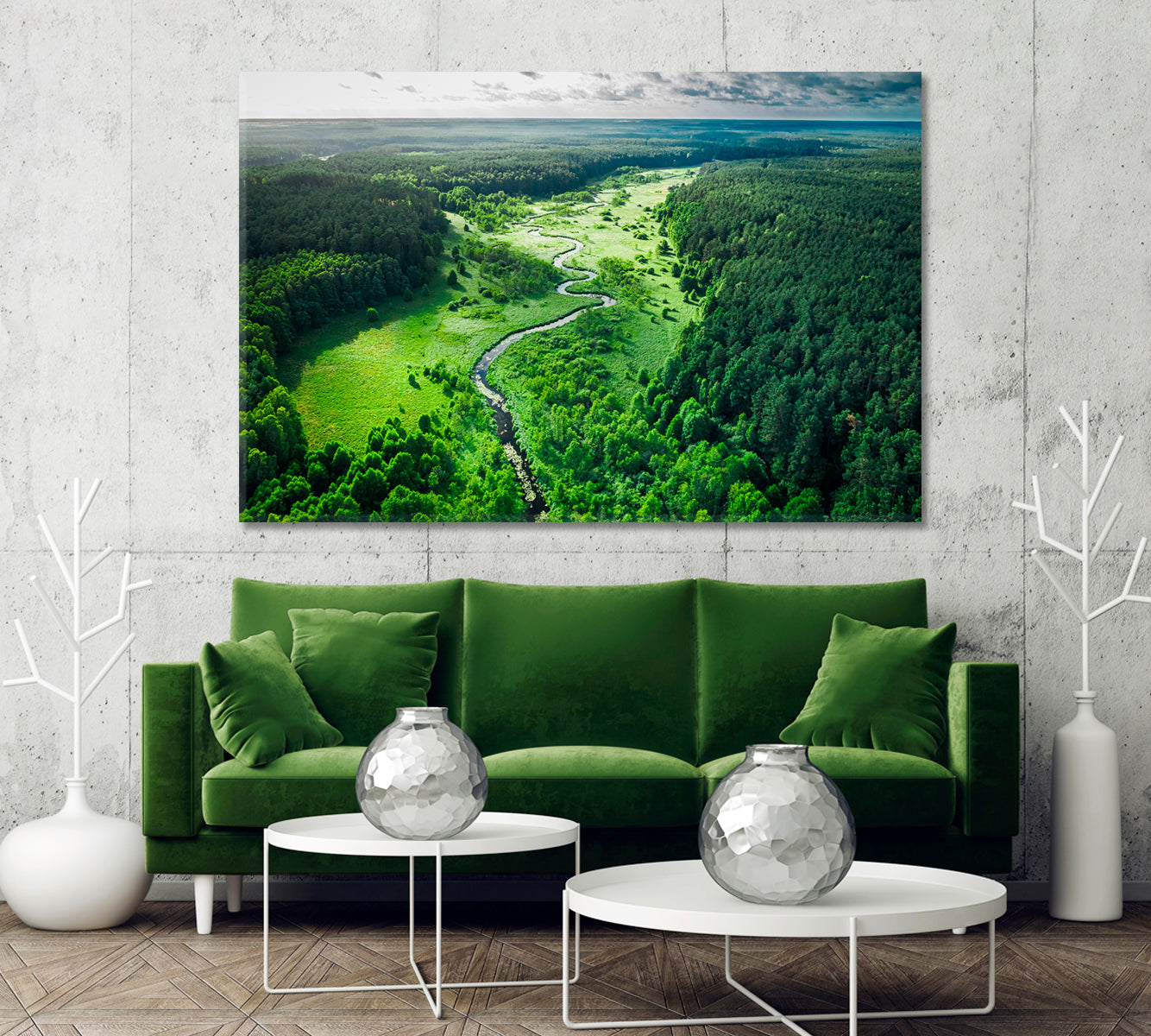 Curvy River and Green Forest Poland Canvas Print-Canvas Print-CetArt-1 Panel-24x16 inches-CetArt