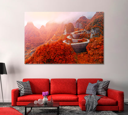 Winding Road in Tianmen Mountain National Park Hunan Canvas Print-Canvas Print-CetArt-1 Panel-24x16 inches-CetArt