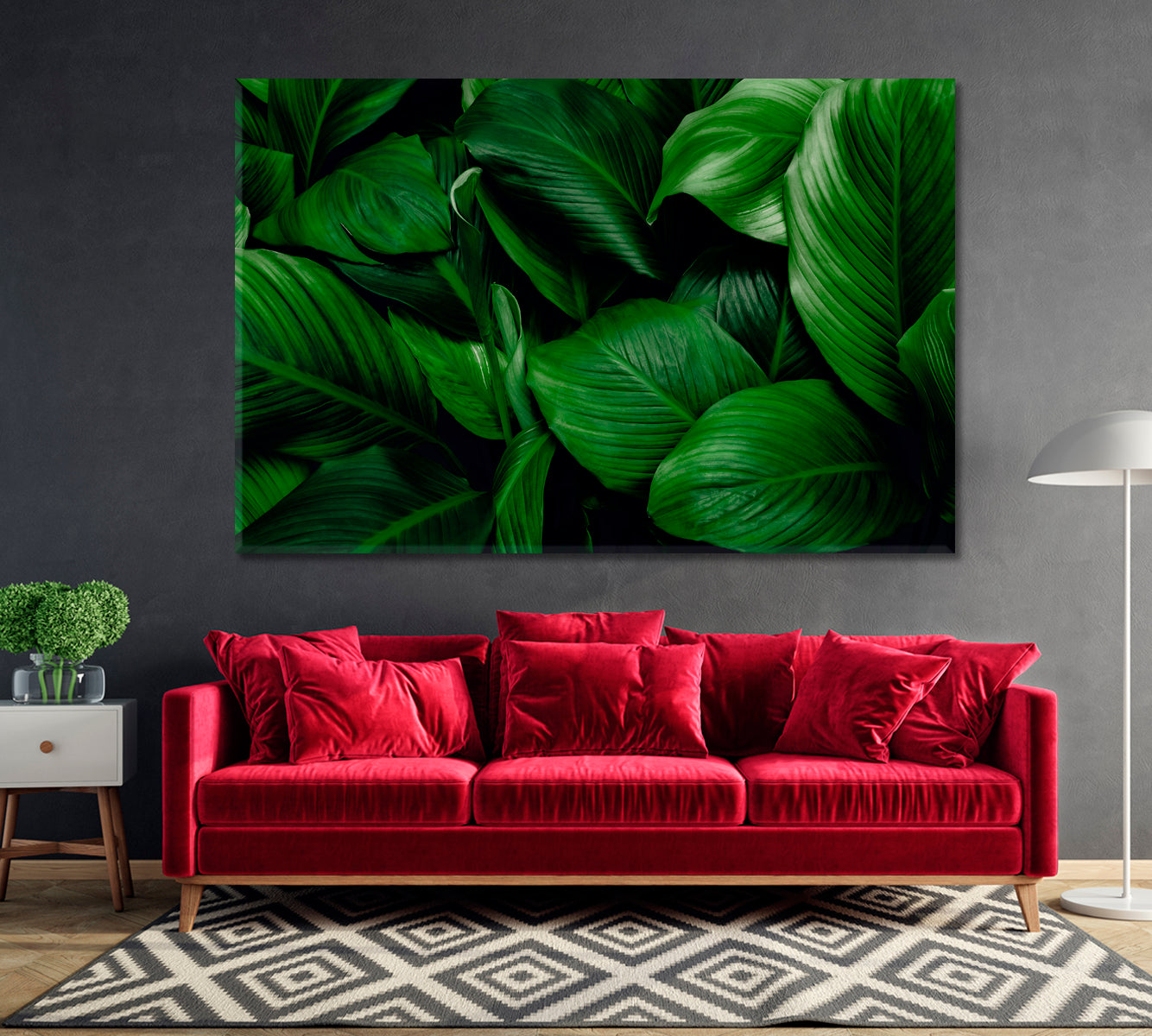 Tropical Leaves of Spathiphyllum Cannifolium Canvas Print-Canvas Print-CetArt-1 Panel-24x16 inches-CetArt