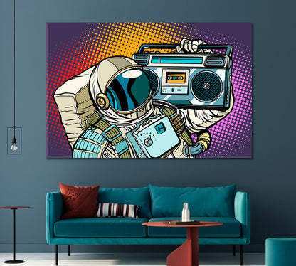 Astronaut with Retro Boombox Canvas Print-Canvas Print-CetArt-1 Panel-24x16 inches-CetArt