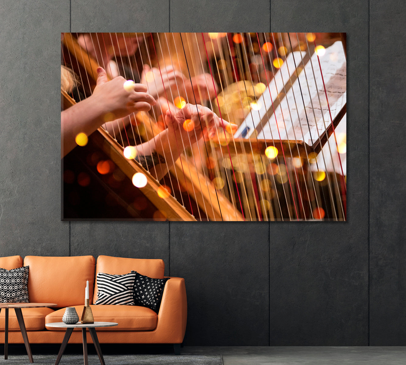 Playing the Harp Close Up Canvas Print-Canvas Print-CetArt-1 Panel-24x16 inches-CetArt