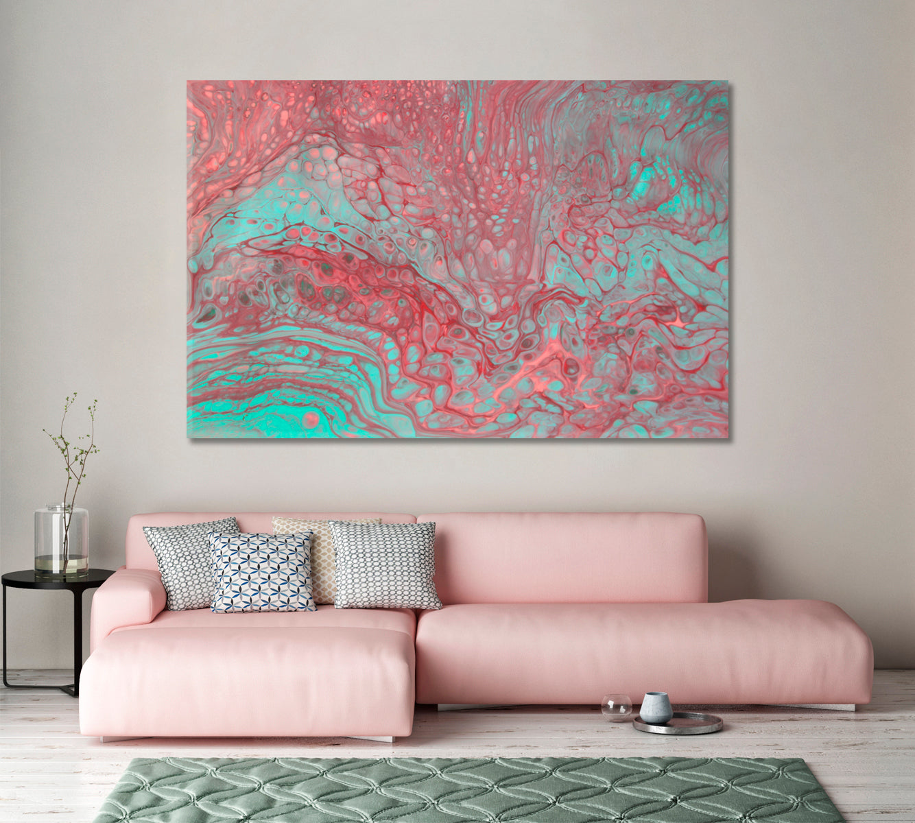 Abstract Pink and Blue Acrylic Bubbles Canvas Print-Canvas Print-CetArt-1 Panel-24x16 inches-CetArt