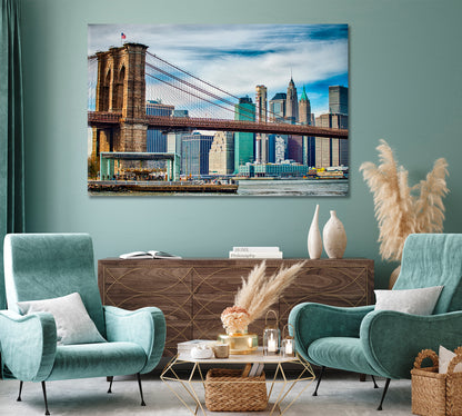 Lower Manhattan New York City Landscape Canvas Print-Canvas Print-CetArt-1 Panel-24x16 inches-CetArt