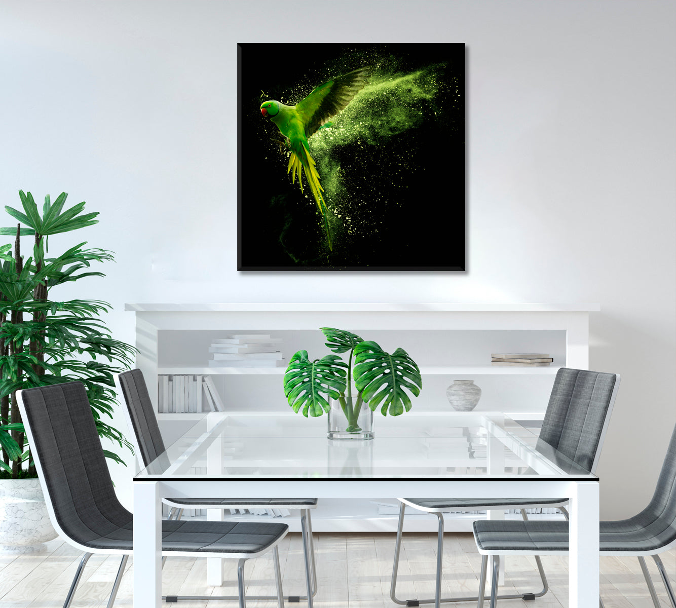 Beautiful Green Parrot Canvas Print-Canvas Print-CetArt-1 panel-12x12 inches-CetArt