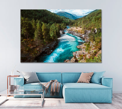 Amazing Turquoise River in Norway Canvas Print-Canvas Print-CetArt-1 Panel-24x16 inches-CetArt