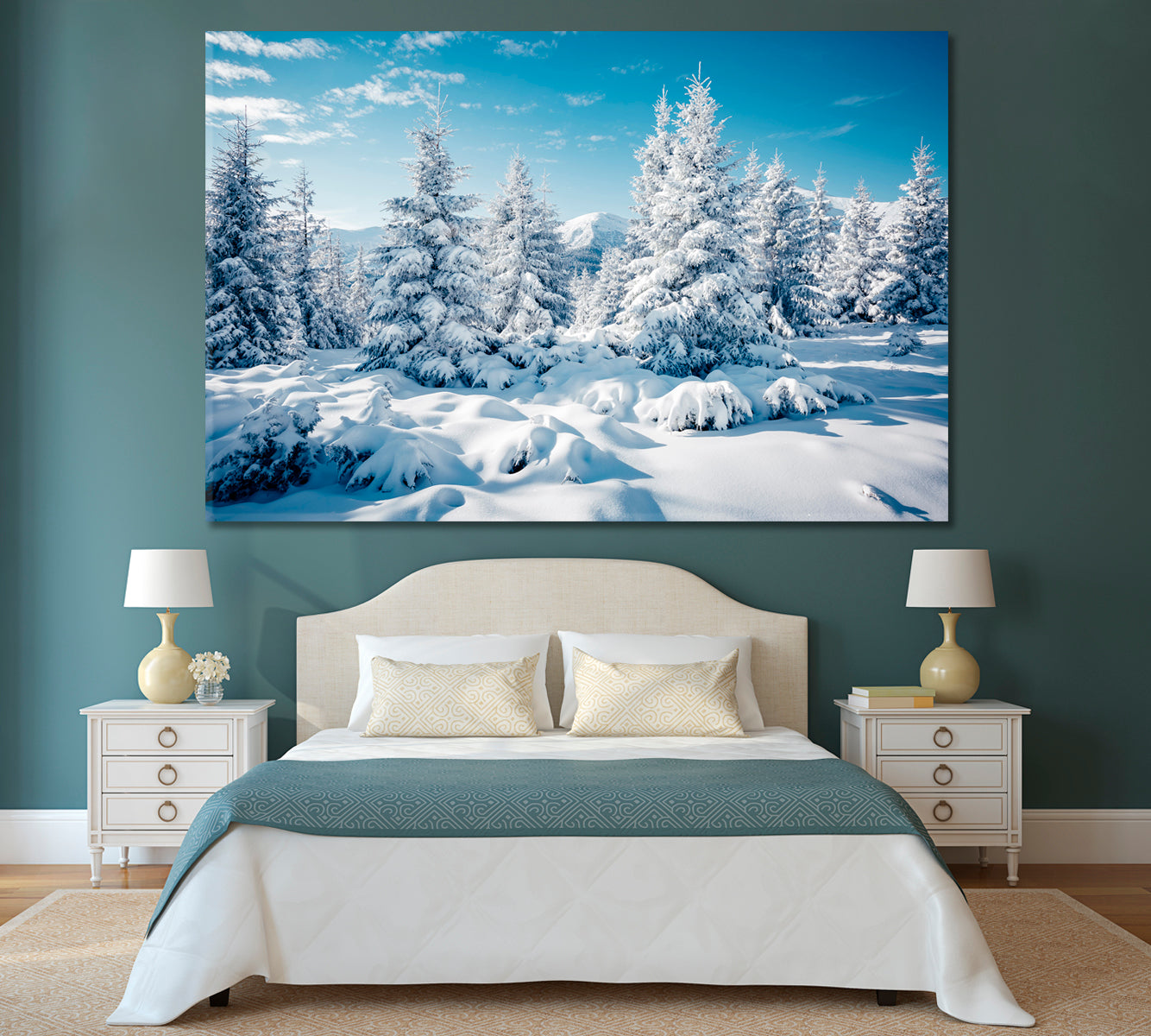 Snowy Spruce Forest in the Mountains Canvas Print-Canvas Print-CetArt-1 Panel-24x16 inches-CetArt