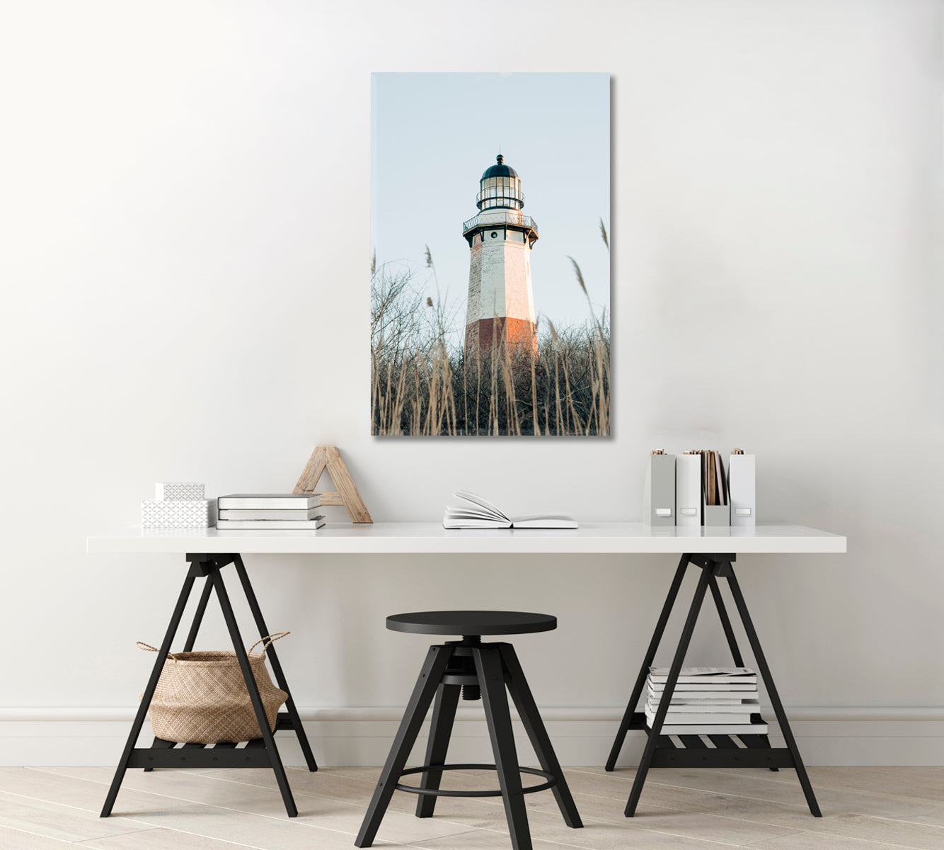 Lighthouse at Montauk Point State Park the Hamptons New York Canvas Print-Canvas Print-CetArt-1 panel-16x24 inches-CetArt