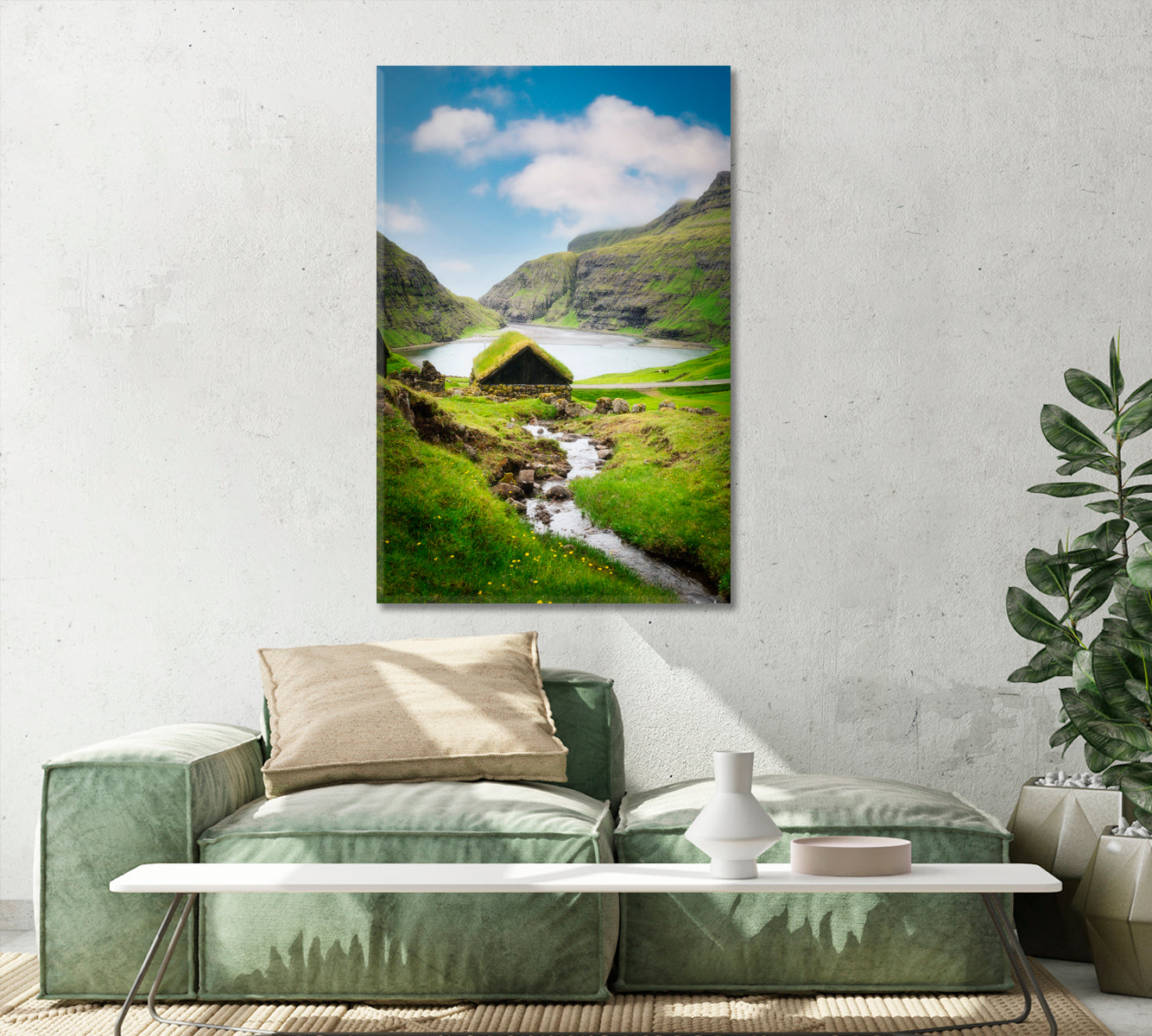 Standing Landscape Saksun Village Faroe Islands Canvas Print-Canvas Print-CetArt-1 panel-16x24 inches-CetArt