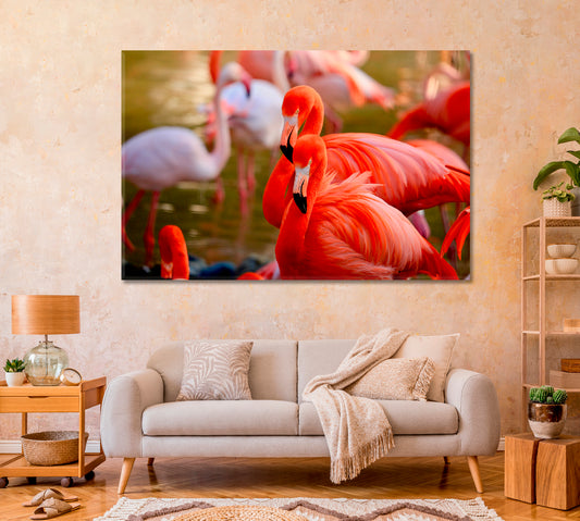 Beautiful Flamingos Canvas Print-Canvas Print-CetArt-1 Panel-24x16 inches-CetArt