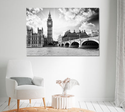 The Big Ben the Houses of Parliament and Westminster Bridge London Canvas Print-Canvas Print-CetArt-1 Panel-24x16 inches-CetArt
