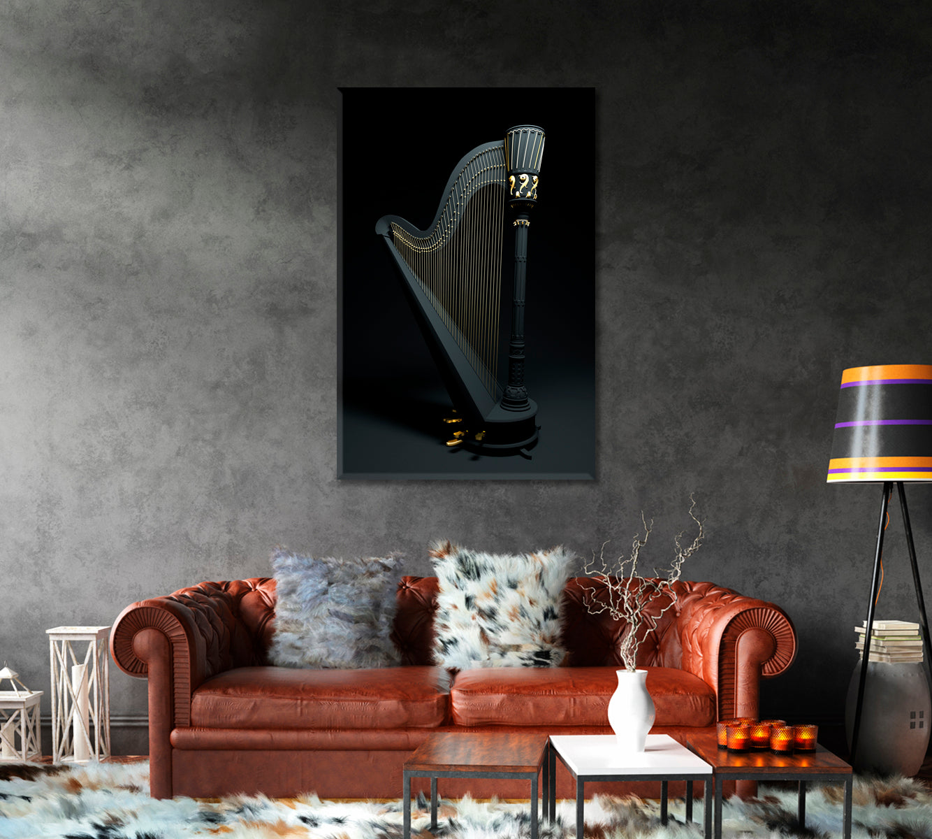 Black Harp Canvas Print-Canvas Print-CetArt-1 panel-16x24 inches-CetArt