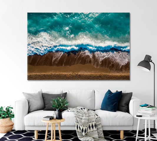 Sea Waves on Rhodes Island Greece Canvas Print-Canvas Print-CetArt-1 Panel-24x16 inches-CetArt