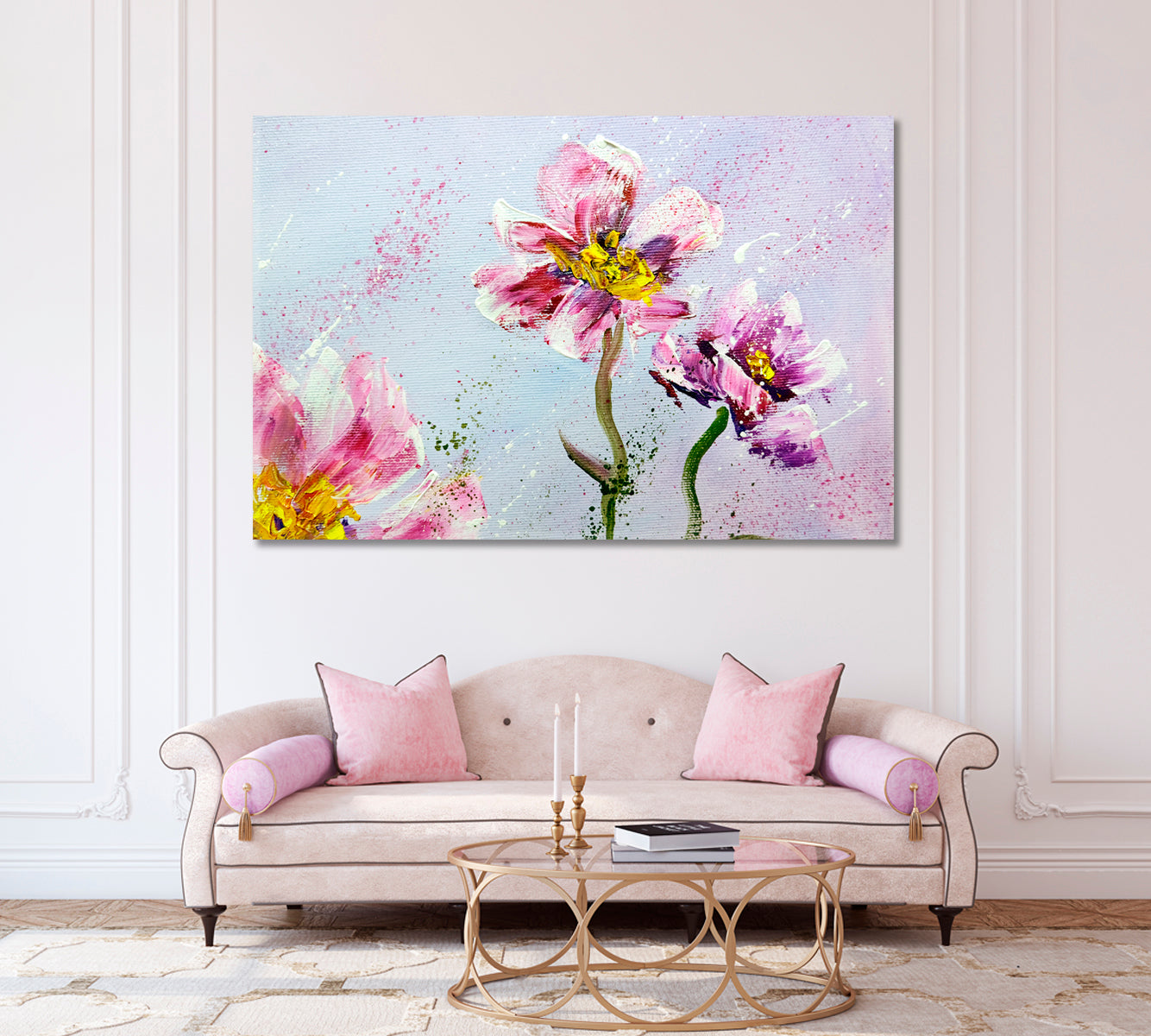 Abstract Tender Peonies Canvas Print-Canvas Print-CetArt-1 Panel-24x16 inches-CetArt