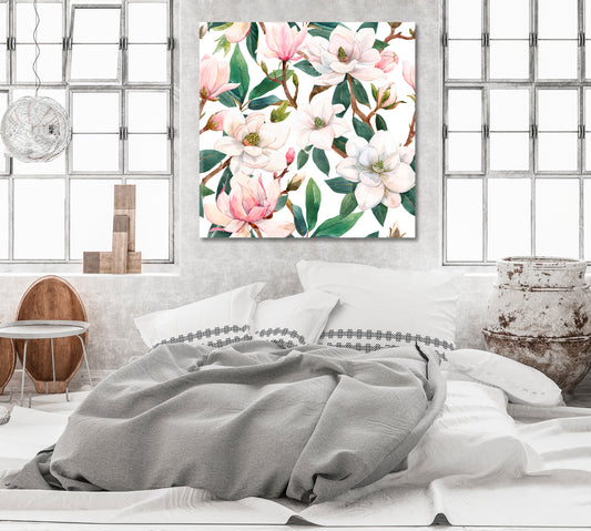 Beautiful Magnolia Flowers Canvas Print-Canvas Print-CetArt-1 panel-12x12 inches-CetArt