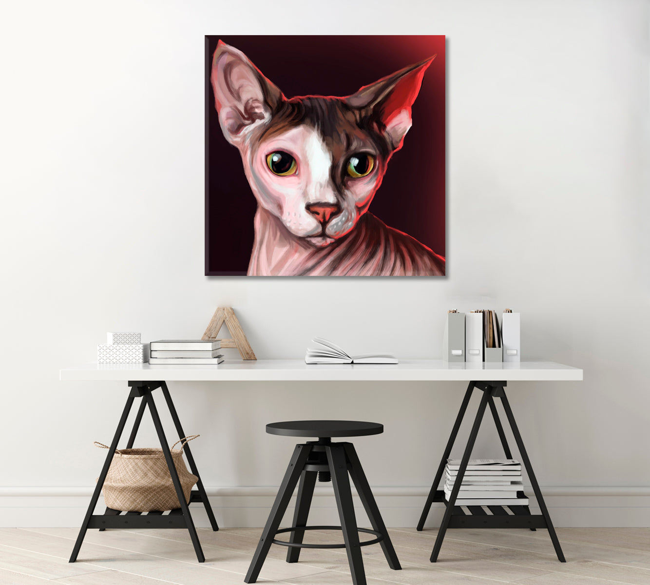 Sphynx Cat Portrait Canvas Print-Canvas Print-CetArt-1 panel-12x12 inches-CetArt