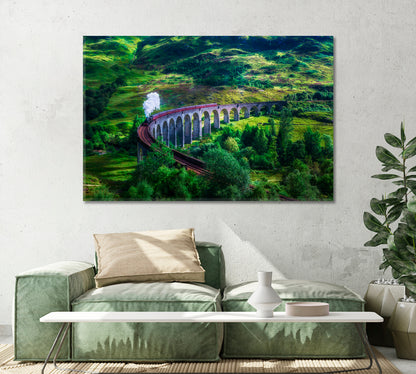 Jacobite Steam Train on Glenfinnan Railway Viaduct Scotland Canvas Print-Canvas Print-CetArt-1 Panel-24x16 inches-CetArt