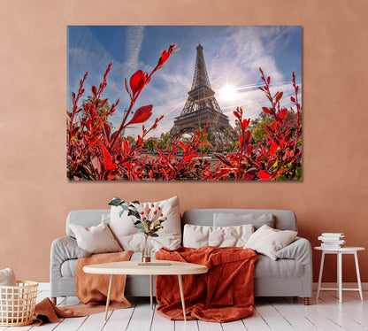 Eiffel Tower with Spring Flowers at Dawn Canvas Print-Canvas Print-CetArt-1 Panel-24x16 inches-CetArt