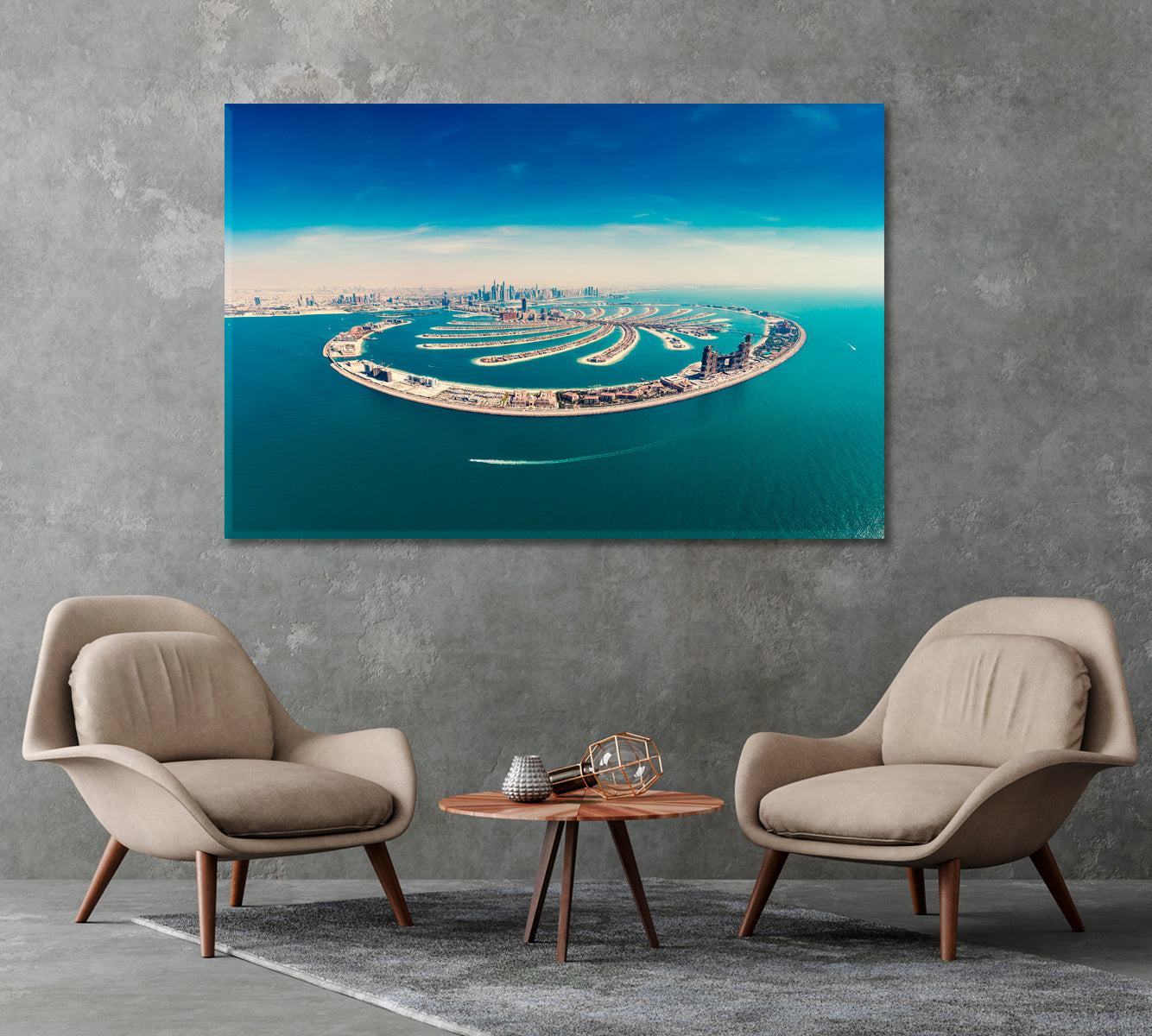 Palm Jumeirah Island in Dubai UAE Canvas Print-Canvas Print-CetArt-1 Panel-24x16 inches-CetArt