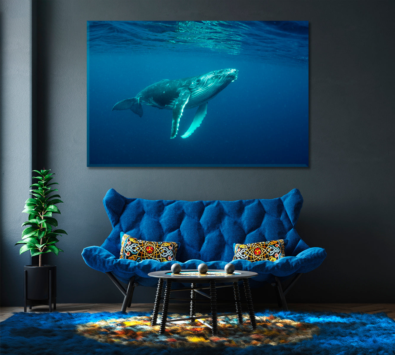 Humpback Whale Cub in the Pacific Ocean Canvas Print-Canvas Print-CetArt-1 Panel-24x16 inches-CetArt