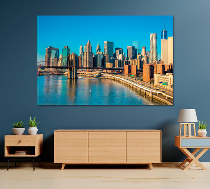 Skyline of Downtown New York Manhattan Canvas Print-Canvas Print-CetArt-1 Panel-24x16 inches-CetArt