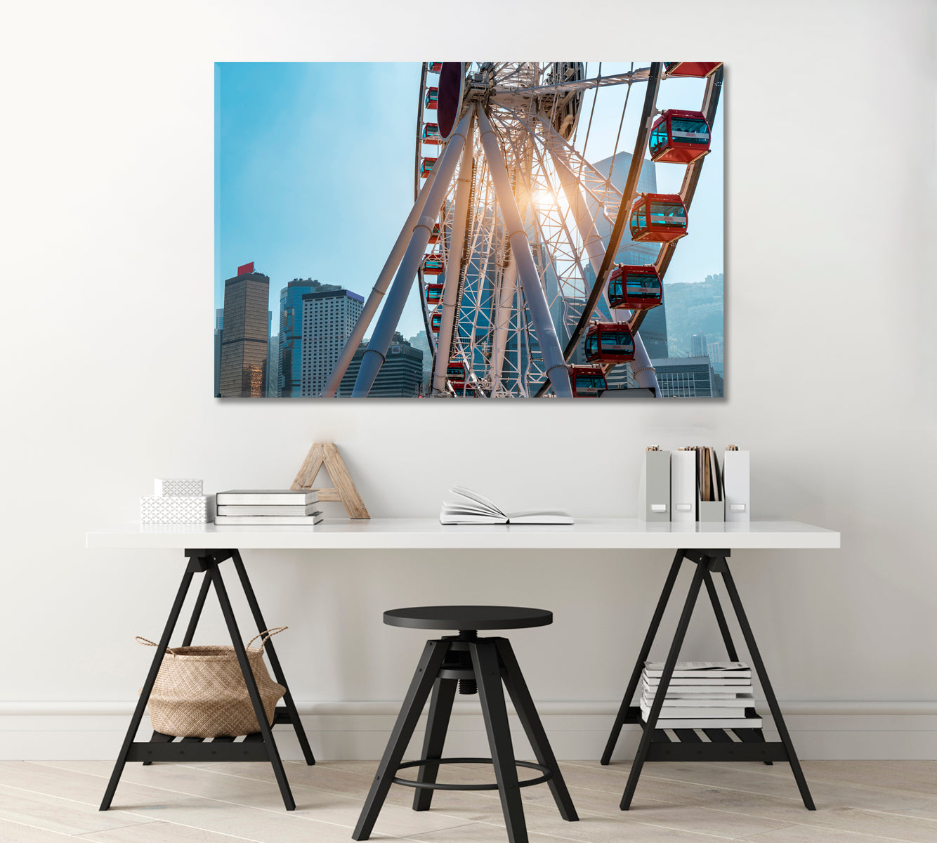 Ferris Wheel Hong Kong City Canvas Print-Canvas Print-CetArt-1 Panel-24x16 inches-CetArt