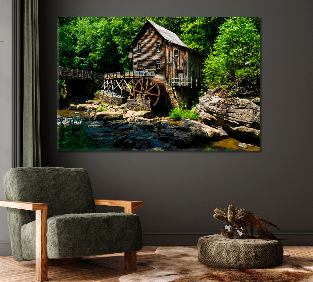 Glade Creek Grist Mill in Babcock State Park USA Canvas Print-Canvas Print-CetArt-1 Panel-24x16 inches-CetArt