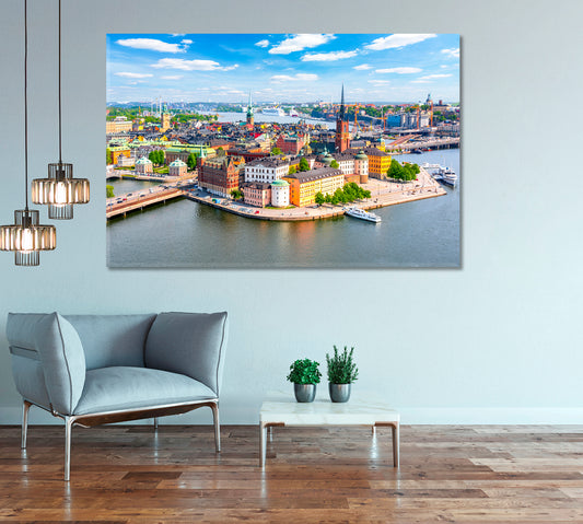 Aerial Panorama of Stockholm Sweden Canvas Print-Canvas Print-CetArt-1 Panel-24x16 inches-CetArt