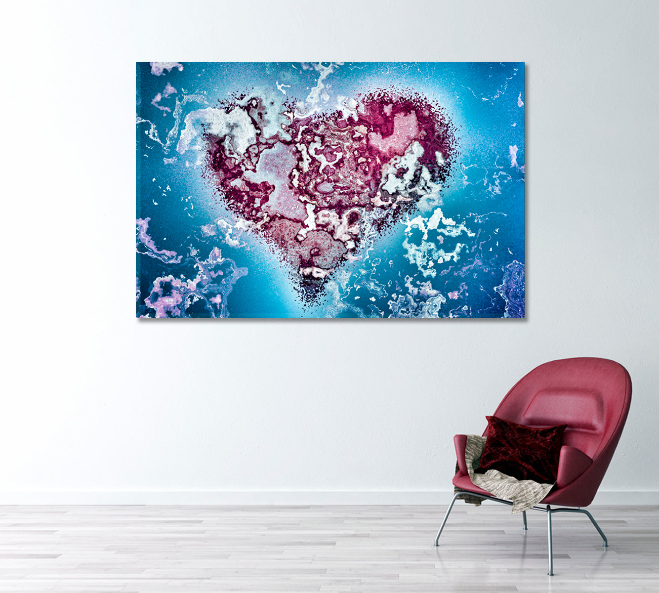 Abstract Purple Marble Heart Canvas Print-Canvas Print-CetArt-1 Panel-24x16 inches-CetArt
