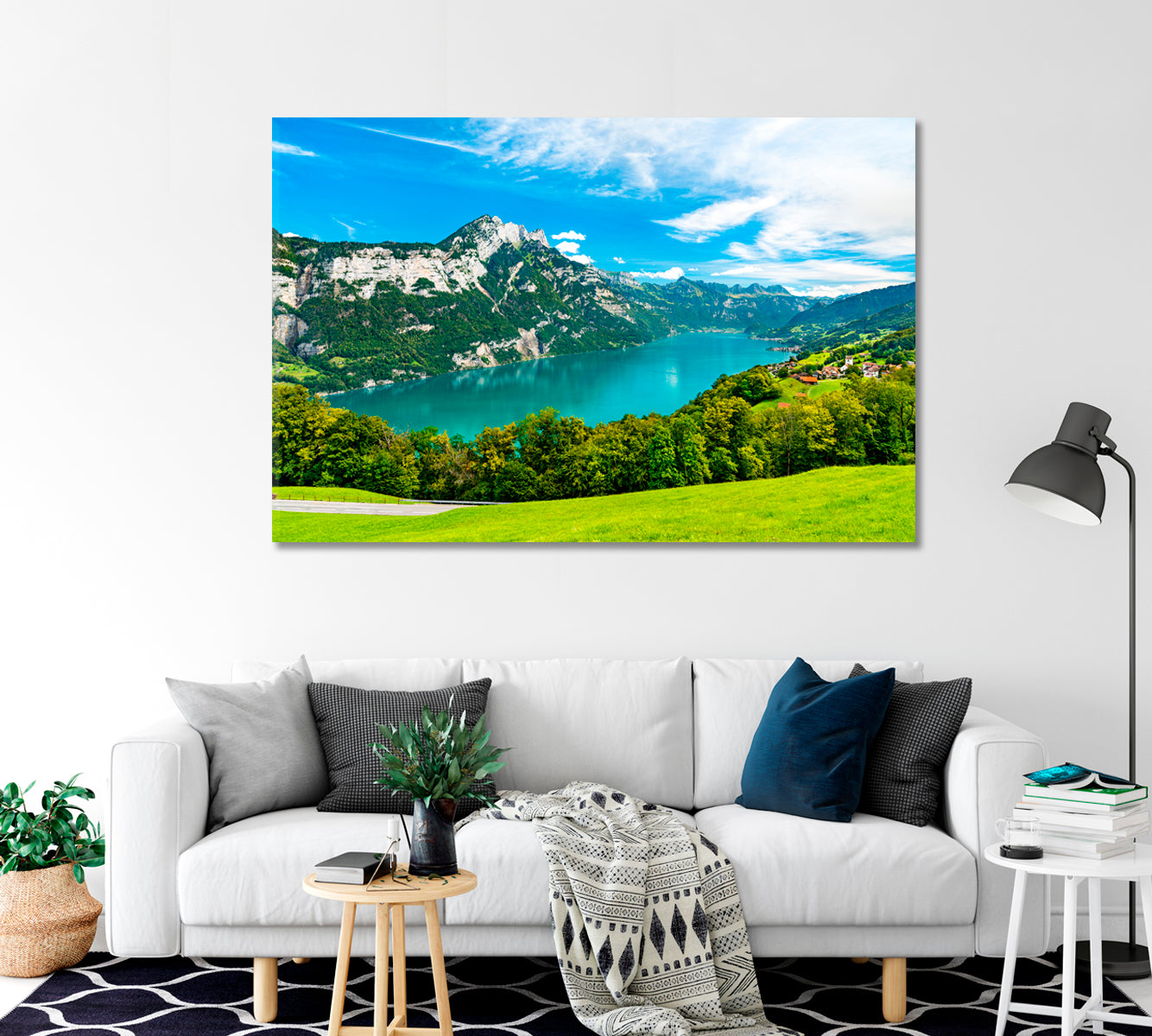 Walensee Lake Switzerland Landscape Canvas Print-Canvas Print-CetArt-1 Panel-24x16 inches-CetArt