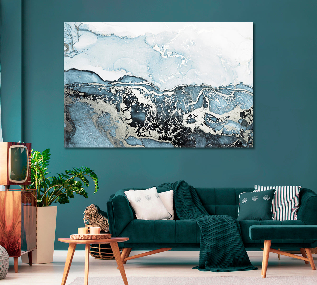 Blurred Gray Abstract Splashes of Liquid Ink Canvas Print-Canvas Print-CetArt-1 Panel-24x16 inches-CetArt