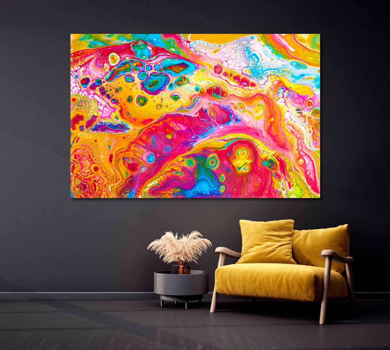 Pink Yellow Blue Abstract Pattern Canvas Print-Canvas Print-CetArt-1 Panel-24x16 inches-CetArt