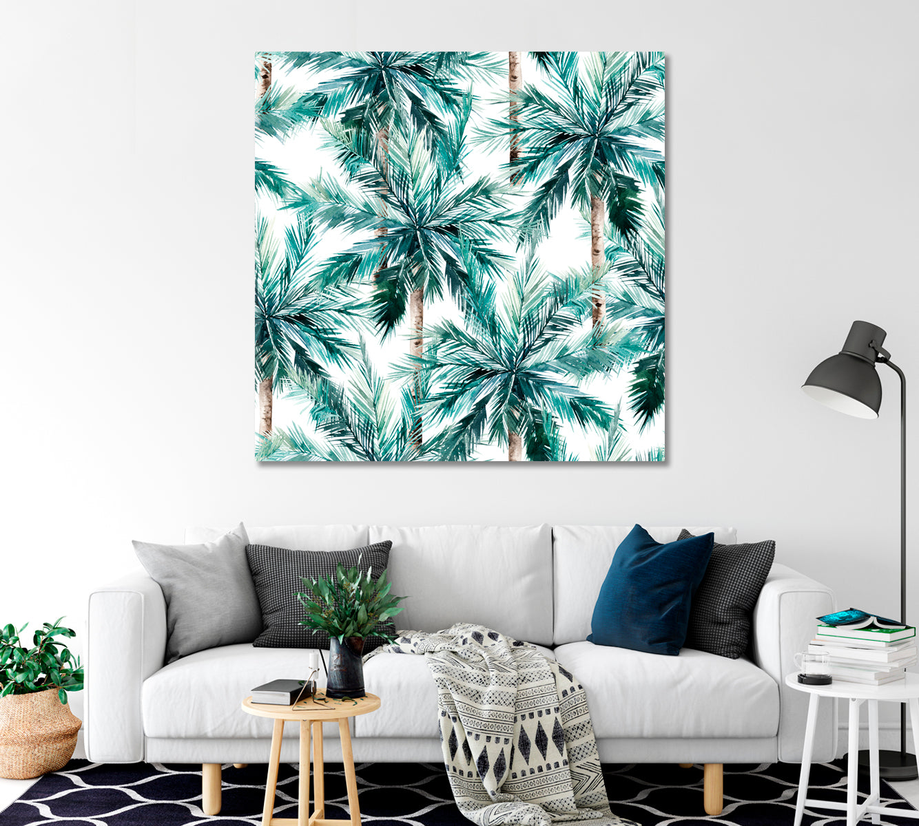 Watercolor Coconut Palms Canvas Print-Canvas Print-CetArt-1 panel-12x12 inches-CetArt